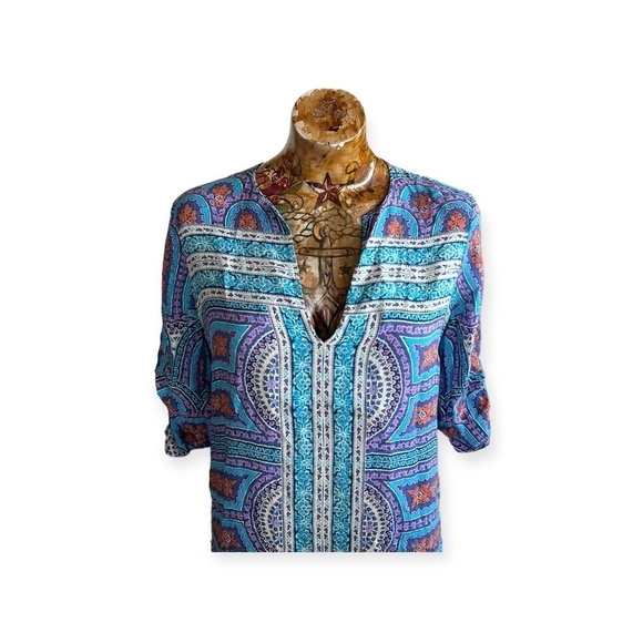 BCBG MAXAZRIA blouse pink blue purple XS top - Picture 2 of 7